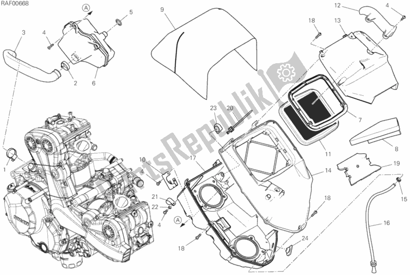 All parts for the Intake of the Ducati Multistrada 950 S Thailand 2020